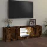 TV Cabinet with LED Lights Smoked Oak 120x30x36 cm 815708