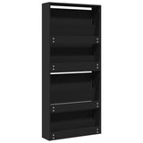 Shoe Cabinet with Mirror 4-Layer Black 63x17x134 cm 3228274