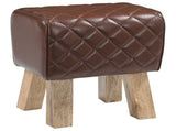 Bench 40 x 30 x 45 cm Real Leather Brown Diamond 42042099