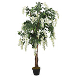 Artificial Wisteria Tree 840 Leaves 120 cm Green and White 359007
