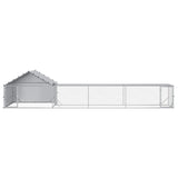 Chicken Coop with Roof and Yard 2 pcs Silver 700 x 200 x 150 cm 3434659