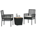 Garden Bistro Set 3 pcs Black Poly rattan 3334960