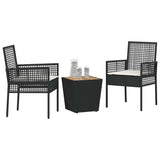 Garden Bistro Set 3 pcs Black Poly rattan 3334960