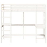 Loft Bed without Mattress White 90x190 cm Single Solid Wood Pine 842859
