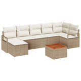 Garden Sofa Set with Cushion 8 pcs Beige Poly Rattan 3347736