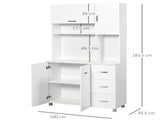 Kitchen Cupboard, 183cm Tall Storage Cabinet with Countertop, Sideboard with 3 Small Drawers, Flip T3398P423523