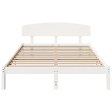 Bed Frame with Headboard White 140 x 200 cm Solid Pine Wood 872063