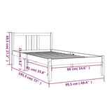 Bed Frame without Mattress Solid Wood 90x190 cm Single Single 814849