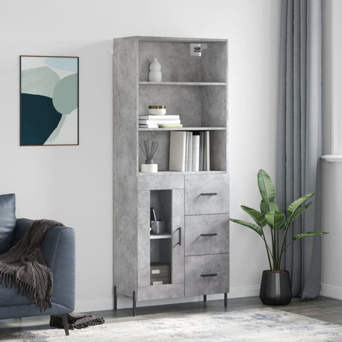 Highboard Concrete Grey 69.5x34x180 cm Engineered Wood 3189521