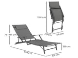 Set of Two Adjustable Back Sun Loungers - Grey T3398P320086