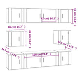 8 Piece TV Cabinet Set White Engineered Wood 3188670