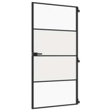 Interior Door Slim Black 102.5x201.5 cm Tempered Glass and Aluminium 155122