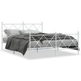 Metal Bed Frame without Mattress with Footboard White 150x200cm 376571