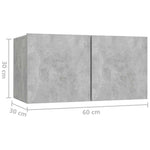 Hanging TV Cabinets 3 pcs Concrete Grey 60x30x30 cm 804522