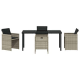 Garden Dining Set with Cushion 5 pcs Light grey Poly rattan 3379962