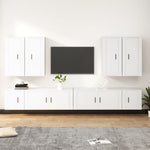 8 Piece TV Cabinet Set White Engineered Wood 3188702