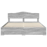 Bed Frame with Drawer Grey Sonoma 200 x 200 cm Engineered Wood 3413157