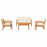 Bistro Set with Cushion 4 pcs Brown Polyester 3328613