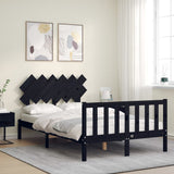 Bed Frame without Mattress Black Double Solid Wood Pine 3193445