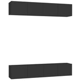 ZNTS TV Cabinets 4 pcs Black 80x30x30 cm Engineered Wood 3078745