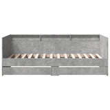 ZNTS Daybed with Drawers without Mattress Concrete Grey 100x200 cm 3280842