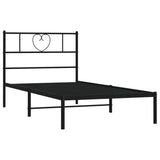 Metal Bed Frame without Mattress with Headboard Black 75x190cm 355453