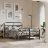 Metal Bed Frame without Mattress with Footboard Black 140x200cm 376619