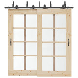Sliding Door Hardware Kit 213,5 cm Steel Black 3295732