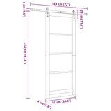 Sliding Door White 93 x 232 cm Solid Pine Wood and Glass 3332348