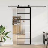 Sliding Door with Hardware Set Black 76x205 cm ESG Glass 3375927