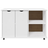 Rolling Cabinet White 100 x 39 x 65.5 cm Solid Pine Wood 42028385