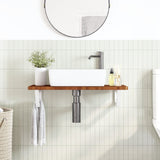 Basin Shelf Wall Mounted Steel and Solid Wood Oak 3302346