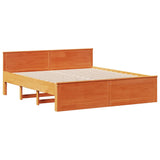 ZNTS Bookcase Bed without Mattress Wax Brown 200x200cm Solid Wood Pine 3308911