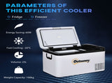 12V Car Refrigerator w/ LED Light & Foldable Handles, 25L Portable Compressor Cooler, Fridge Freezer T3398P349487