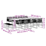 13 Piece Garden Dining Set Black Poly Rattan 3295055