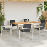 Garden Dining Set 7 pcs Solid Teak Wood and Stainless Steel 3334834