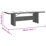 Garden Table with Glass Top Beige Poly Rattan&Tempered Glass 319557
