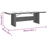 Garden Table with Glass Top Beige Poly Rattan&Tempered Glass 319557