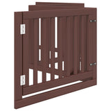 Dog Gate with Door Foldable 4 Panels Brown 320 cm Poplar Wood 352265