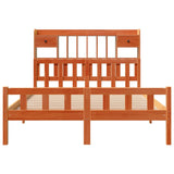 ZNTS Bookcase Bed without Mattress Wax Brown 150x200 cm King Size Solid Wood Pine 3322191