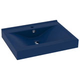 Luxury Basin with Faucet Hole Matt Dark Blue 60x46 cm Ceramic 147023