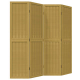Room Divider 4 Panels Brown Solid Wood Paulownia 358817