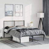 Metal Bed Frame without Mattress with Headboard Black 135x190cm 350863