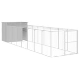 Dog House with Run Light Grey 214x865x181 cm Galvanised Steel 3189128
