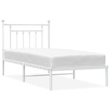 Metal Bed Frame without Mattress with Headboard White 90x190cm 353578