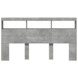 Headboard Cabinet with LED Concrete Grey 180x17x102 cm 839213