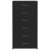 Sideboard with 6 Drawers Black 50x34x96 cm Engineered Wood 800667