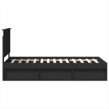 Bed Frame with Headboard Black 90 x 190 cm Solid Pine Wood 3411065