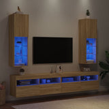 TV Cabinets with LED Lights 2 pcs Sonoma Oak 30.5x30x102 cm 837020
