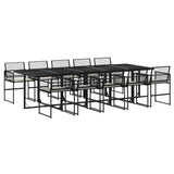 11 Piece Garden Dining Set with Cushions Black Poly Rattan 3295026